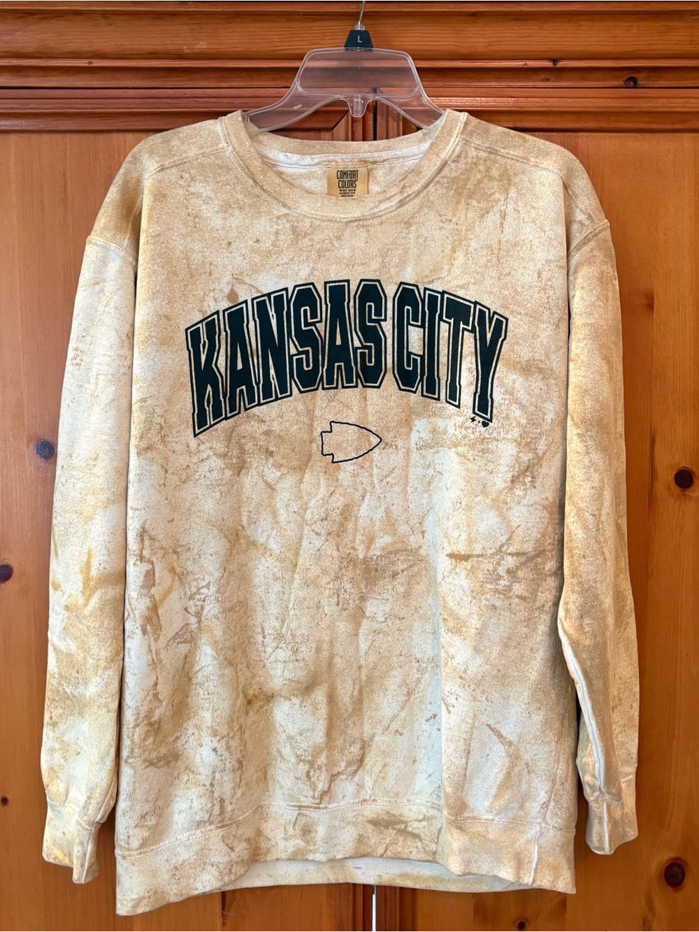 Boutique Comfort Colors Kansas City Chiefs Crewneck in Washed Mustard
